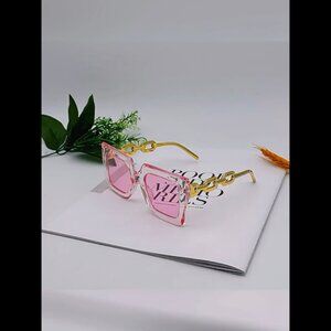 Oversized Geometric Sunglasses, Vintage-Inspired-(Clear Pink Colored Frames)